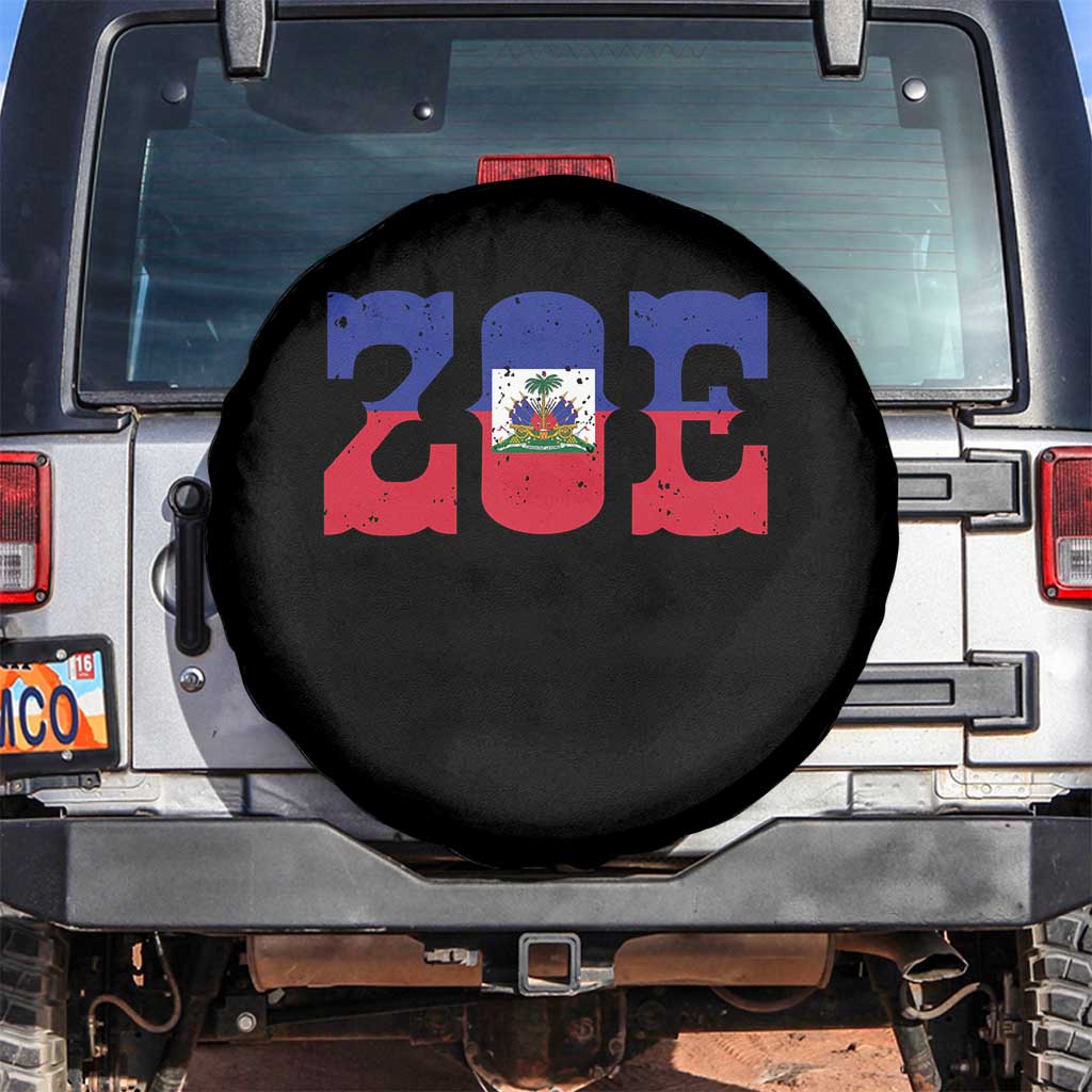 Zoe Haitian Pride Spare Tire Cover Haiti Flag Culture Heritage Pride TS02 No hole Black Print Your Wear