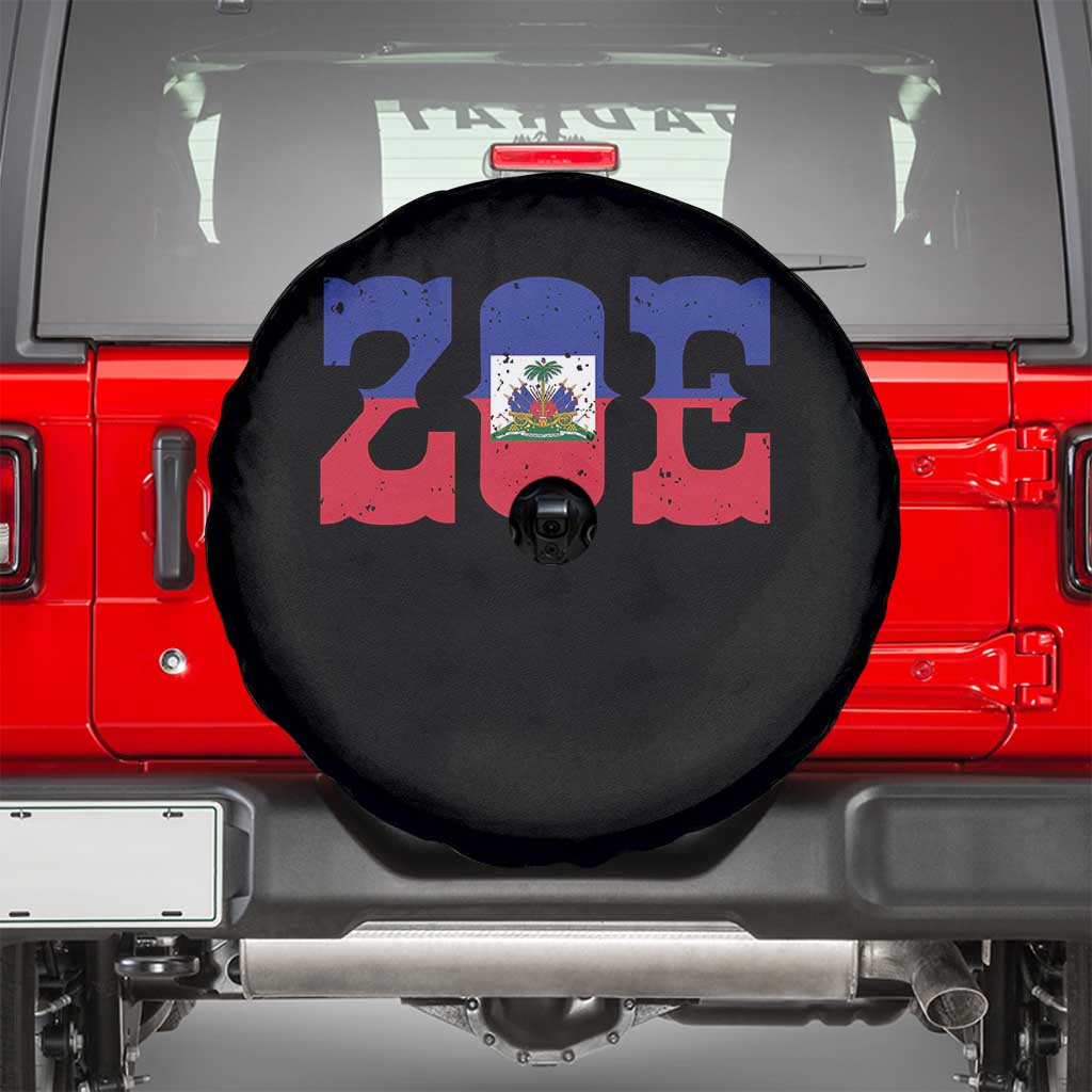 Zoe Haitian Pride Spare Tire Cover Haiti Flag Culture Heritage Pride TS02 Black Print Your Wear