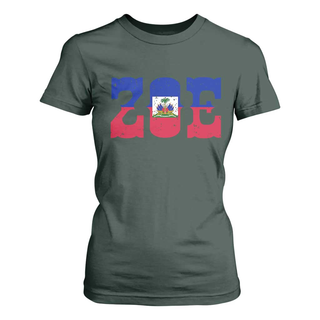 Zoe Haitian Pride T Shirt For Women Haiti Flag Culture Heritage Pride TS02 Dark Forest Green Print Your Wear