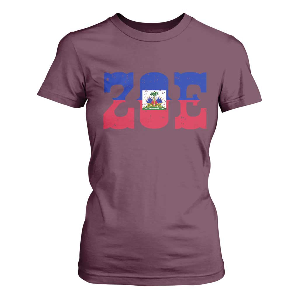 Zoe Haitian Pride T Shirt For Women Haiti Flag Culture Heritage Pride TS02 Maroon Print Your Wear