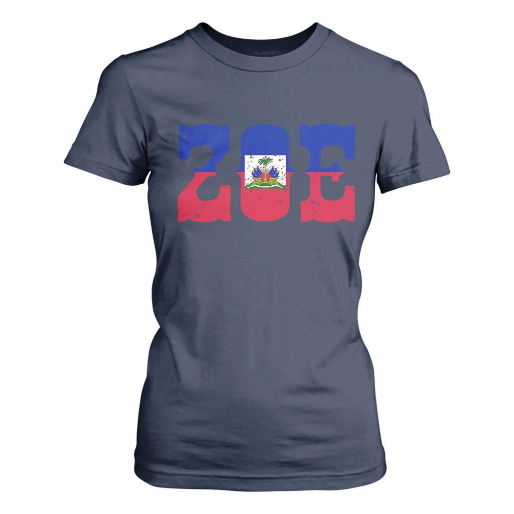 Zoe Haitian Pride T Shirt For Women Haiti Flag Culture Heritage Pride TS02 Navy Print Your Wear