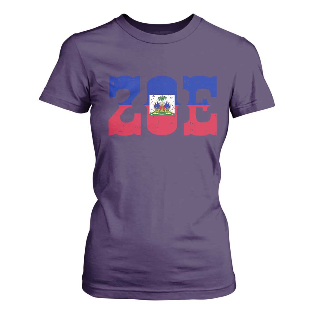 Zoe Haitian Pride T Shirt For Women Haiti Flag Culture Heritage Pride TS02 Purple Print Your Wear