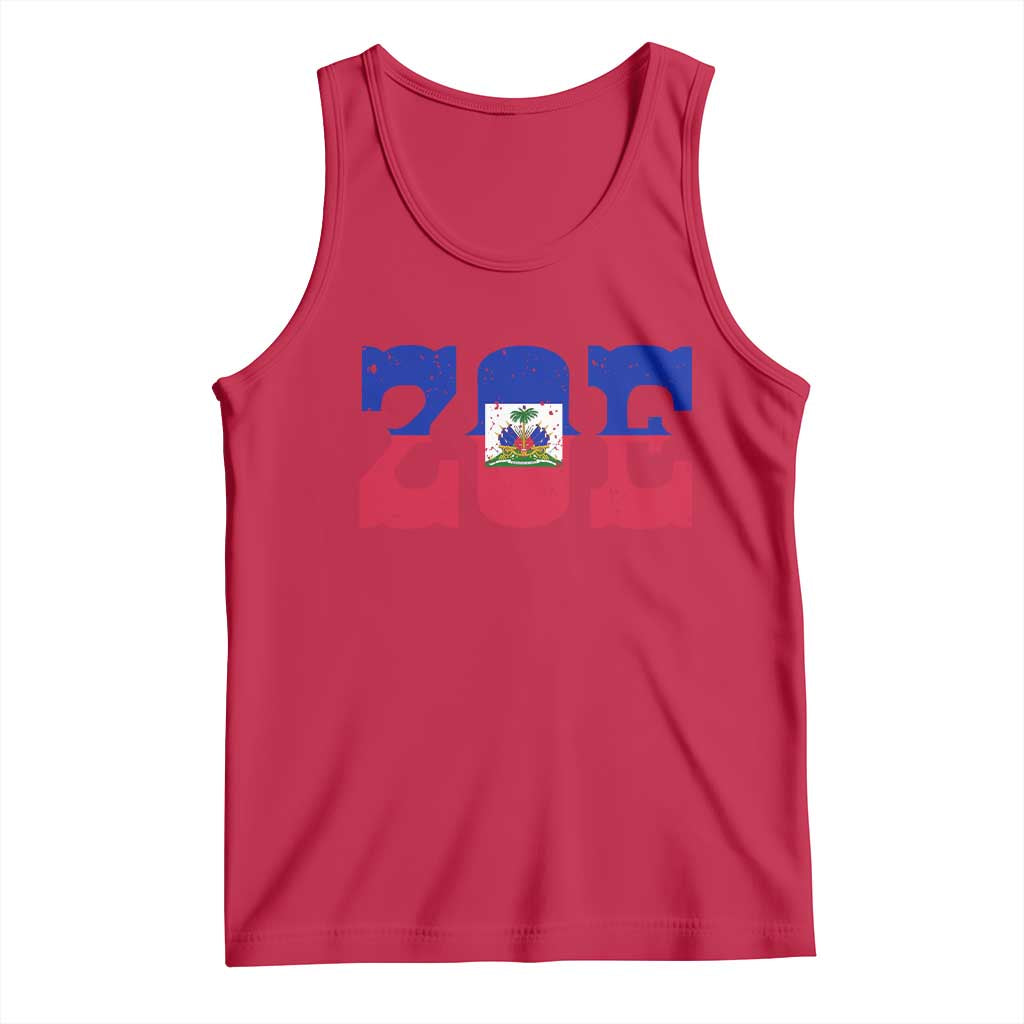 Zoe Haitian Pride Tank Top Haiti Flag Culture Heritage Pride TS02 Red Print Your Wear