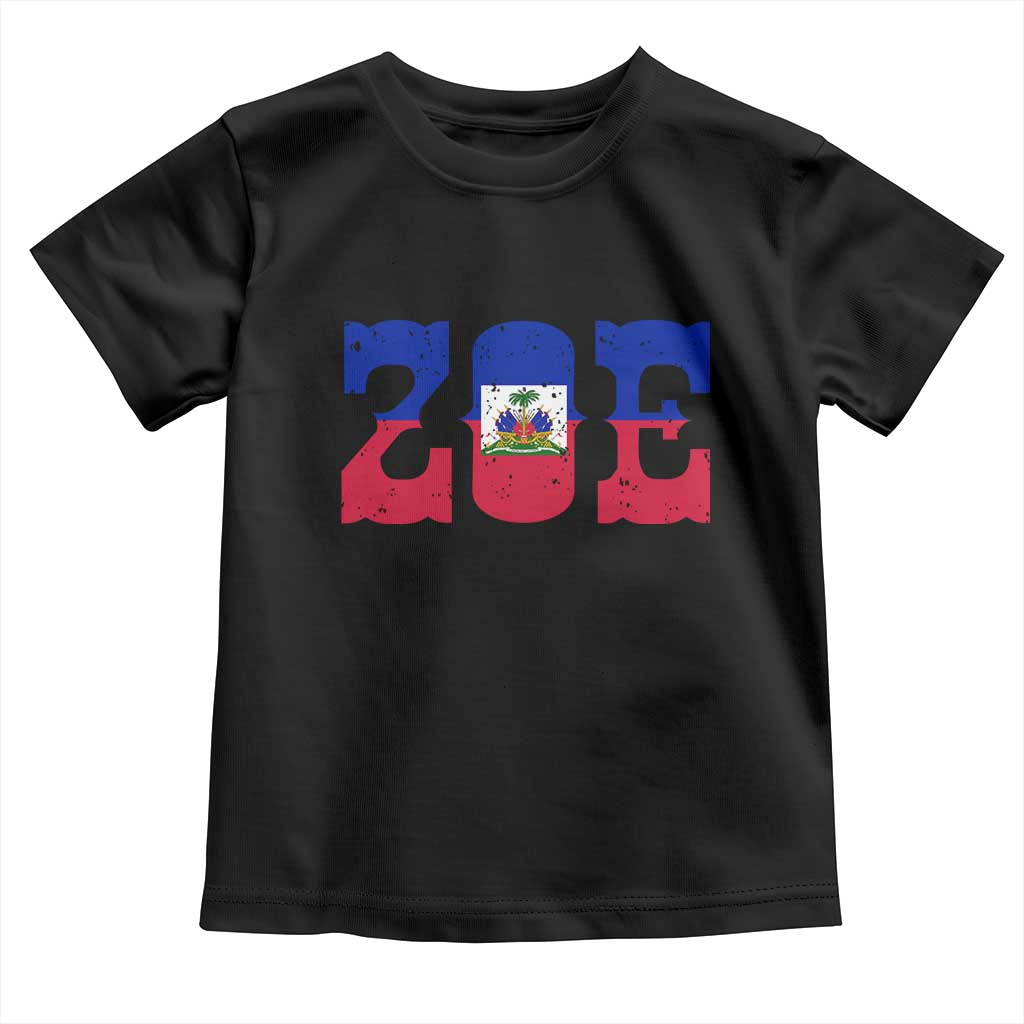 Zoe Haitian Pride Toddler T Shirt Haiti Flag Culture Heritage Pride TS02 Black Print Your Wear