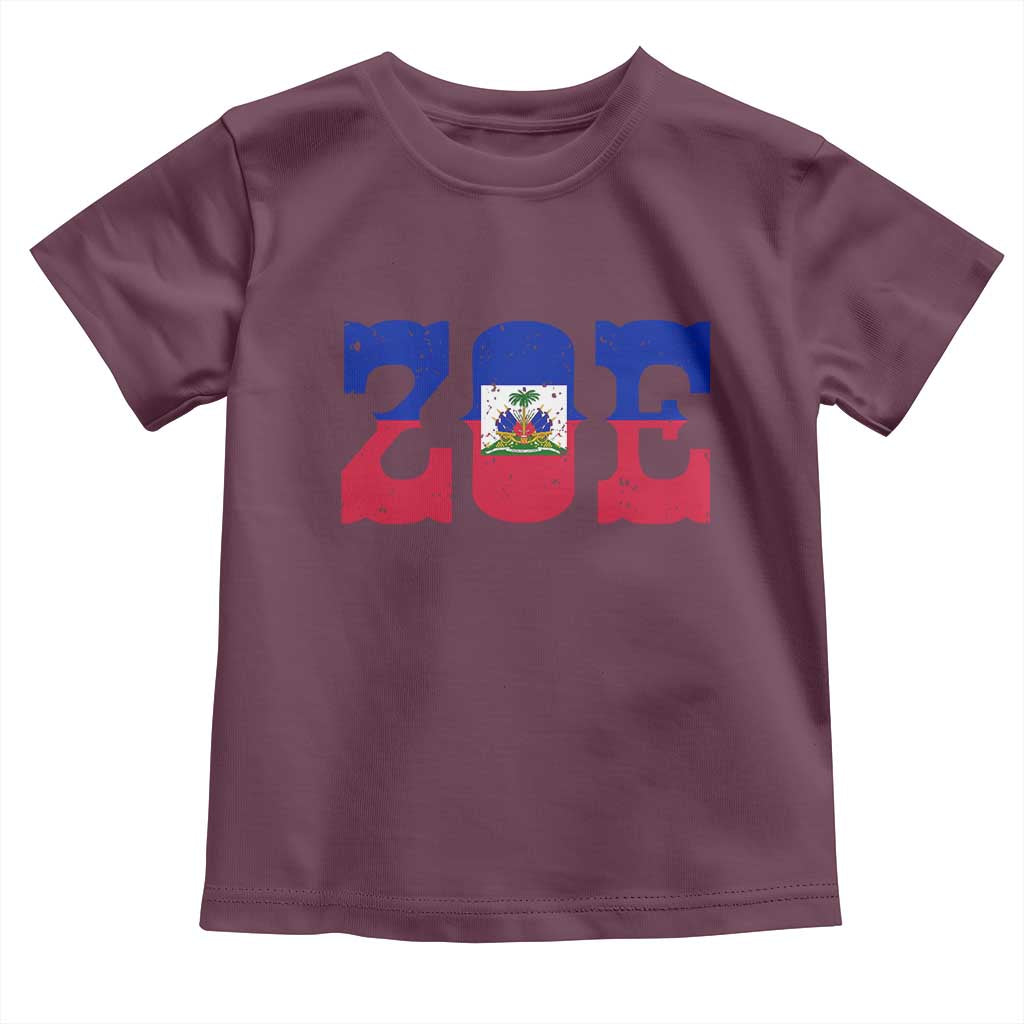 Zoe Haitian Pride Toddler T Shirt Haiti Flag Culture Heritage Pride TS02 Maroon Print Your Wear