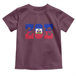 Zoe Haitian Pride Toddler T Shirt Haiti Flag Culture Heritage Pride TS02 Maroon Print Your Wear