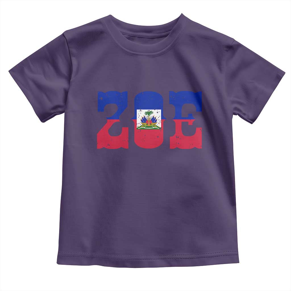 Zoe Haitian Pride Toddler T Shirt Haiti Flag Culture Heritage Pride TS02 Purple Print Your Wear