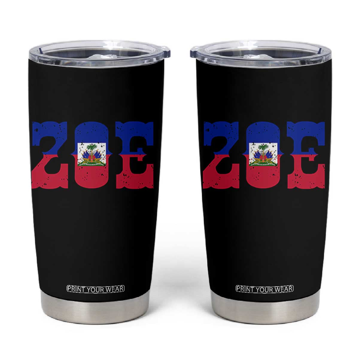Zoe Haitian Pride Tumbler Cup Haiti Flag Culture Heritage Pride TS02 Black Print Your Wear