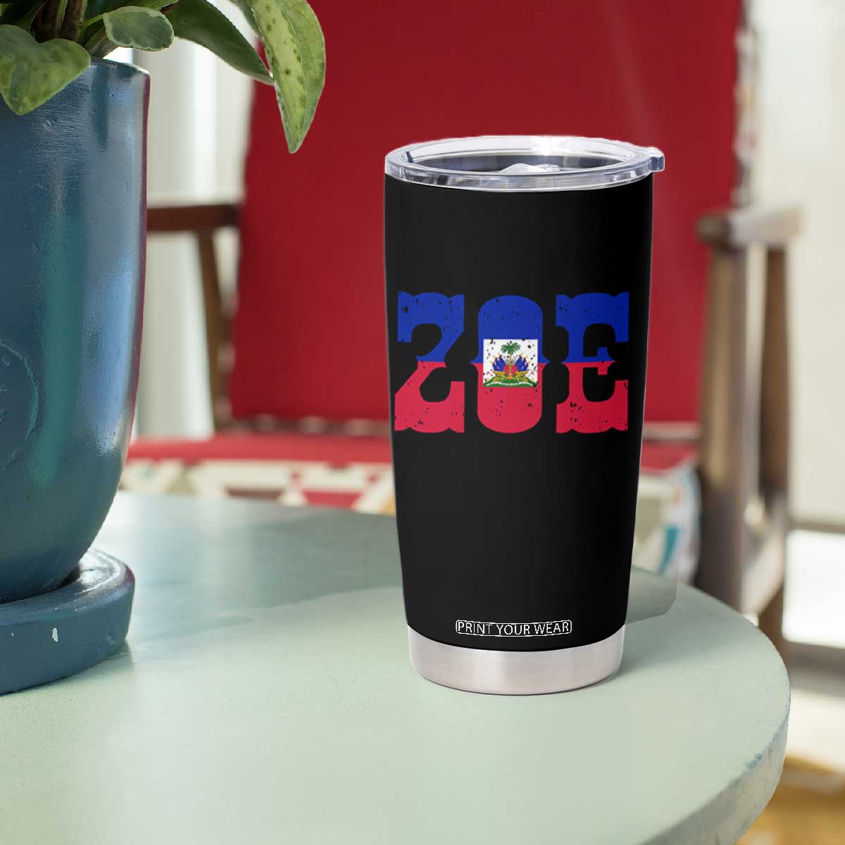 Zoe Haitian Pride Tumbler Cup Haiti Flag Culture Heritage Pride TS02 Print Your Wear