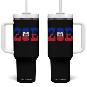 Zoe Haitian Pride Tumbler With Handle Haiti Flag Culture Heritage Pride TS02 One Size: 40 oz Black Print Your Wear
