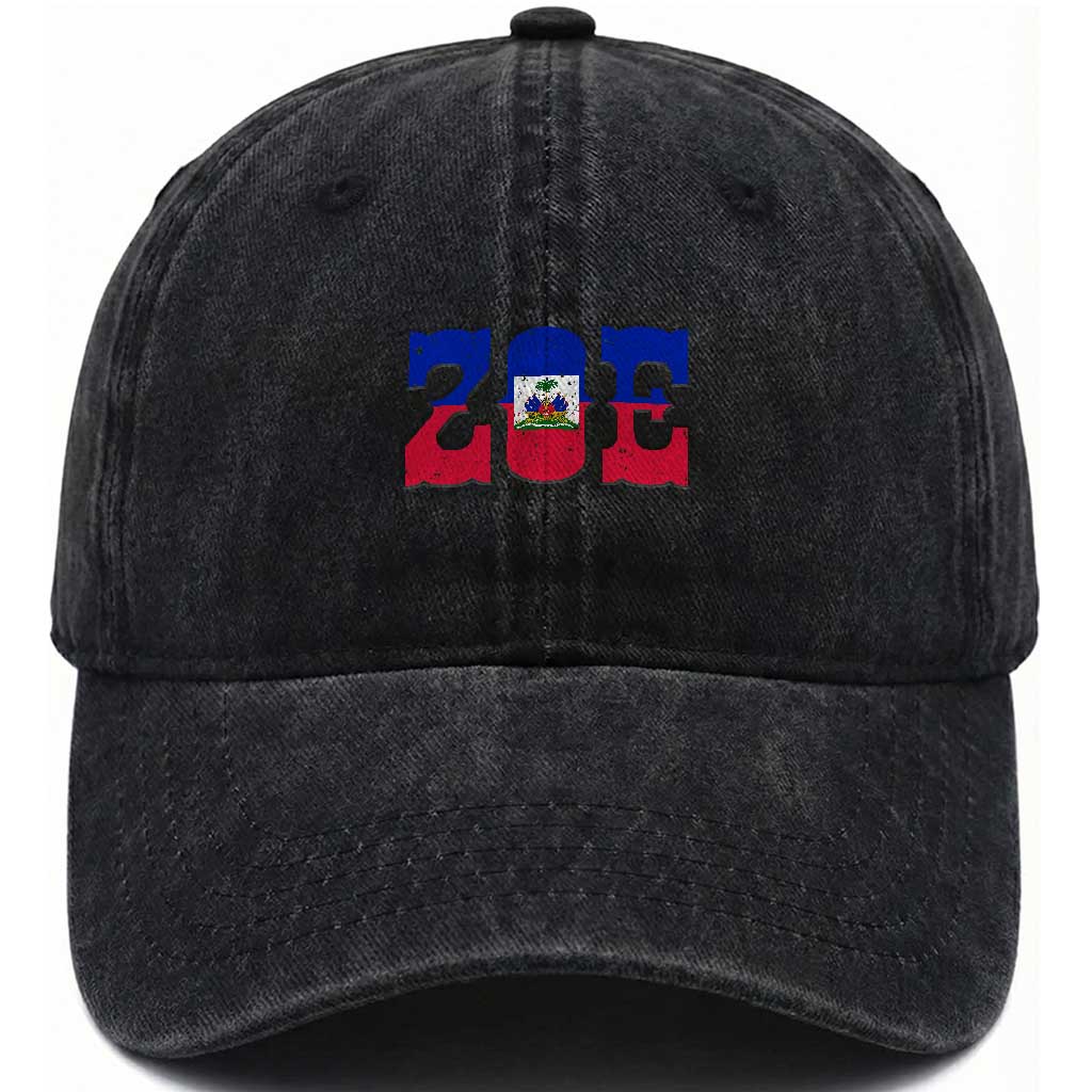 Zoe Haitian Pride Washed Cotton Baseball Cap Haiti Flag Culture Heritage Pride TS02 Print Your Wear
