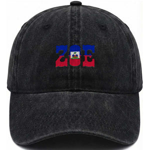 Zoe Haitian Pride Washed Cotton Baseball Cap Haiti Flag Culture Heritage Pride TS02 Print Your Wear