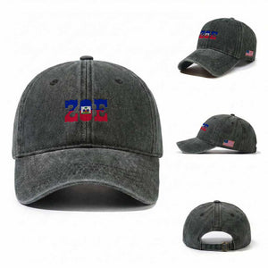 Zoe Haitian Pride Washed Cotton Baseball Cap Haiti Flag Culture Heritage Pride TS02 Washed Cap Universal Fit Dark Green Print Your Wear