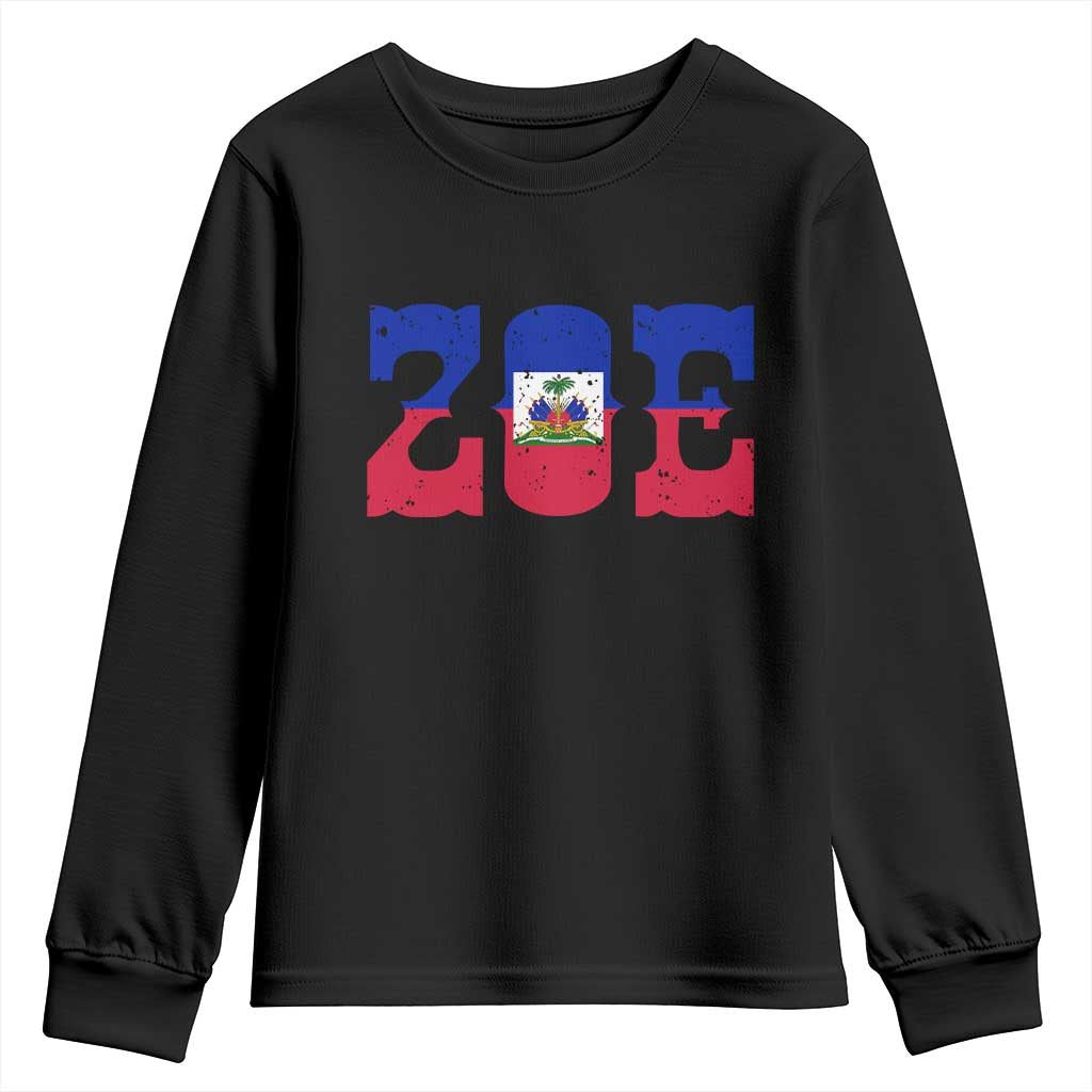 Zoe Haitian Pride Youth Sweatshirt Haiti Flag Culture Heritage Pride TS02 Black Print Your Wear