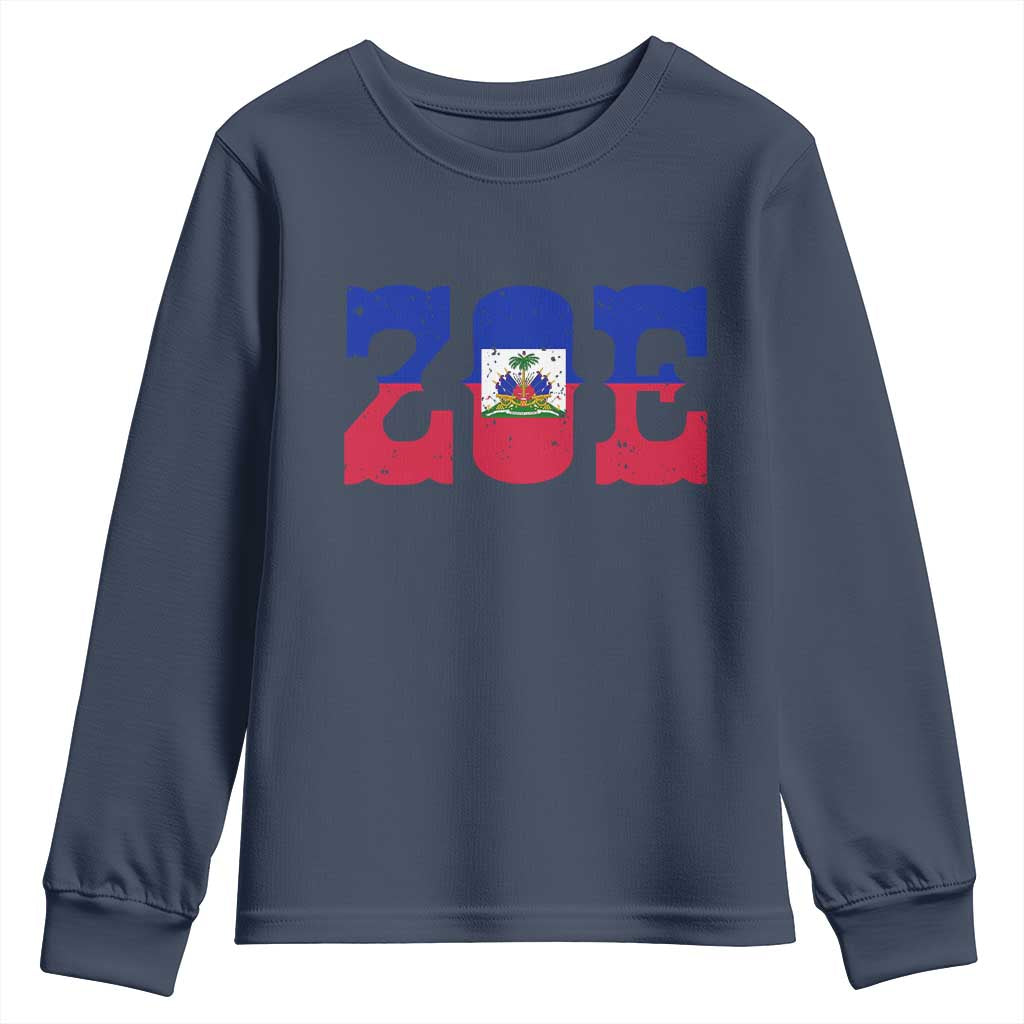 Zoe Haitian Pride Youth Sweatshirt Haiti Flag Culture Heritage Pride TS02 Navy Print Your Wear