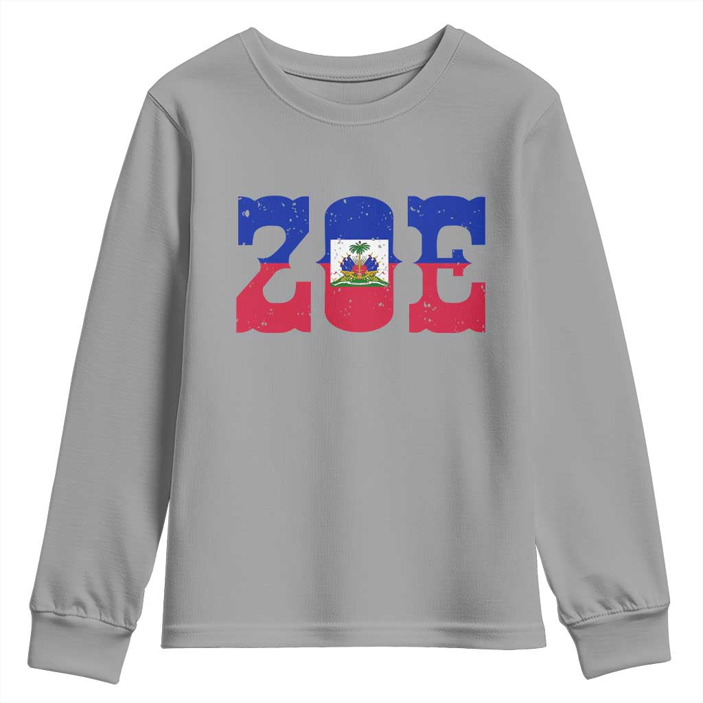 Zoe Haitian Pride Youth Sweatshirt Haiti Flag Culture Heritage Pride TS02 Sport Gray Print Your Wear