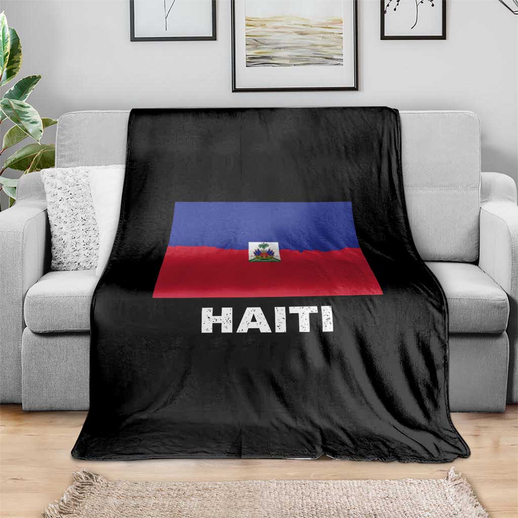 Vintage Distressed Haiti Flag Throw Blanket Haitian Heritage Pride TS02 Print Your Wear