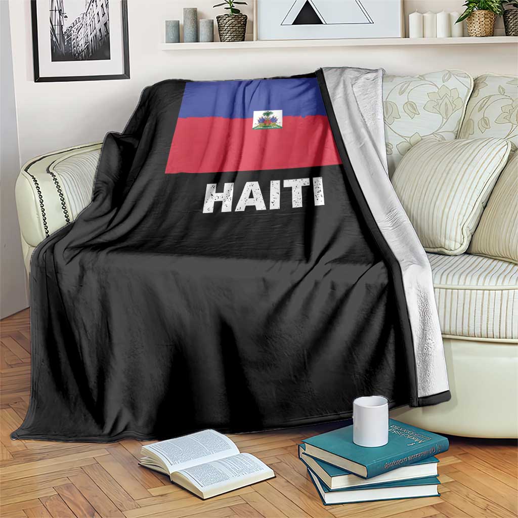 Vintage Distressed Haiti Flag Throw Blanket Haitian Heritage Pride TS02 Print Your Wear