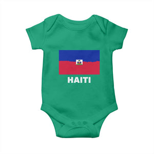 Vintage Distressed Haiti Flag Baby Onesie Haitian Heritage Pride TS02 Irish Green Print Your Wear