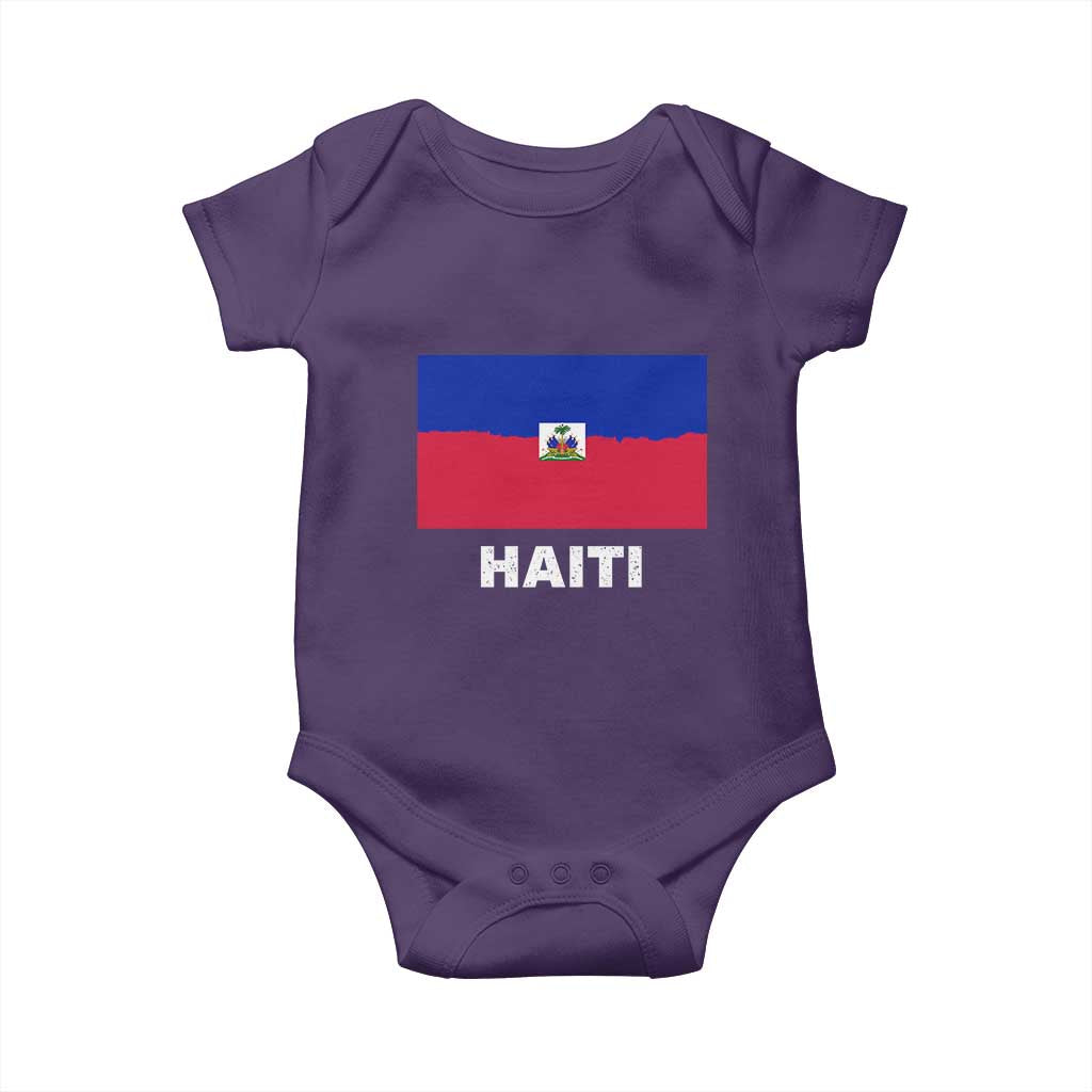 Vintage Distressed Haiti Flag Baby Onesie Haitian Heritage Pride TS02 Purple Print Your Wear