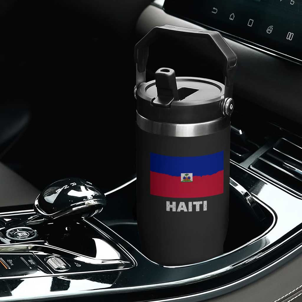 Vintage Distressed Haiti Flag Flip Straw Tumbler Haitian Heritage Pride TS02 Print Your Wear