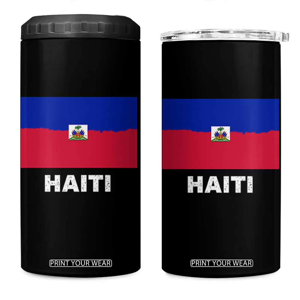 Vintage Distressed Haiti Flag 4 in 1 Can Cooler Tumbler Haitian Heritage Pride TS02 One Size: 16 oz Black Print Your Wear