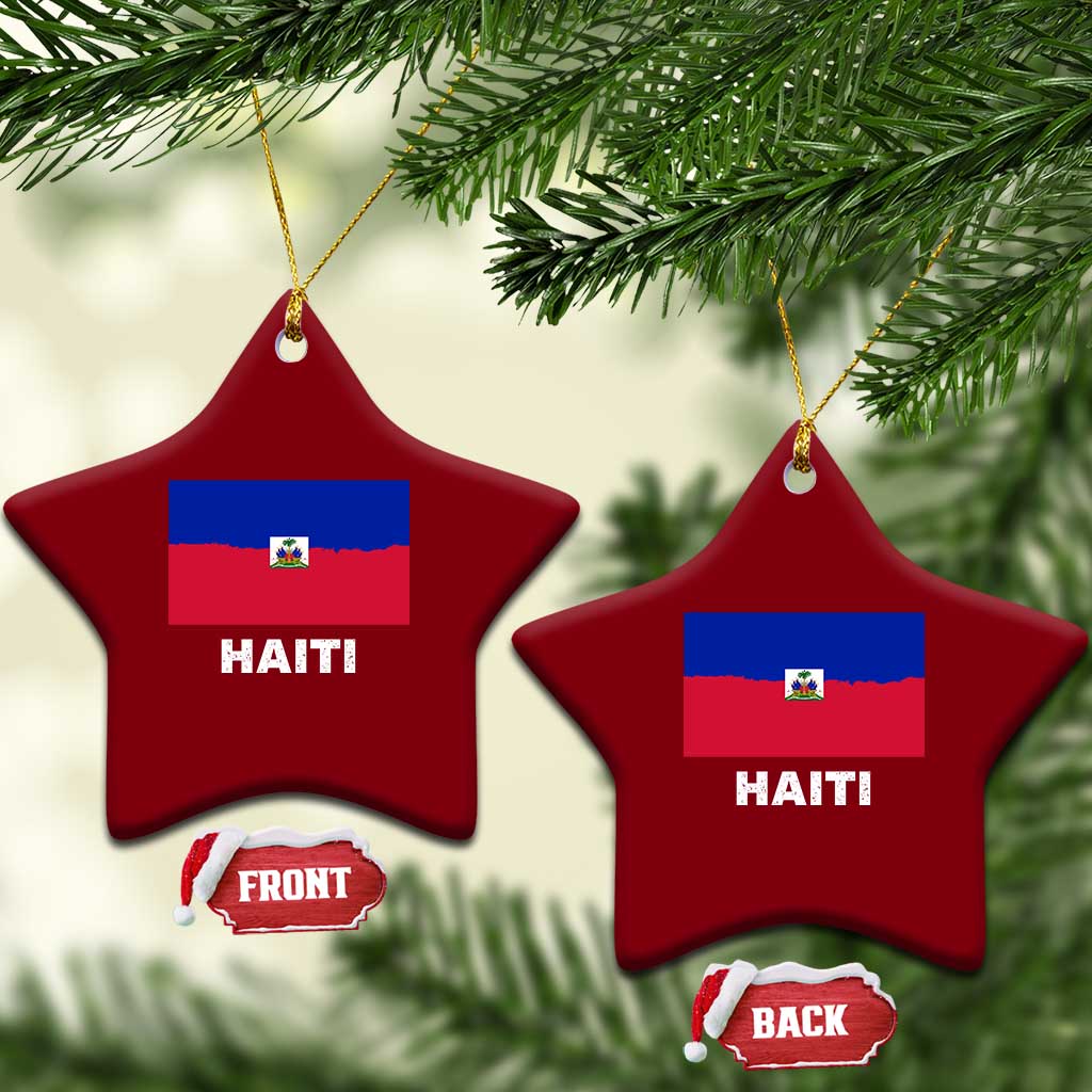 Vintage Distressed Haiti Flag Ceramic Ornament Haitian Heritage Pride TS02 Print Your Wear