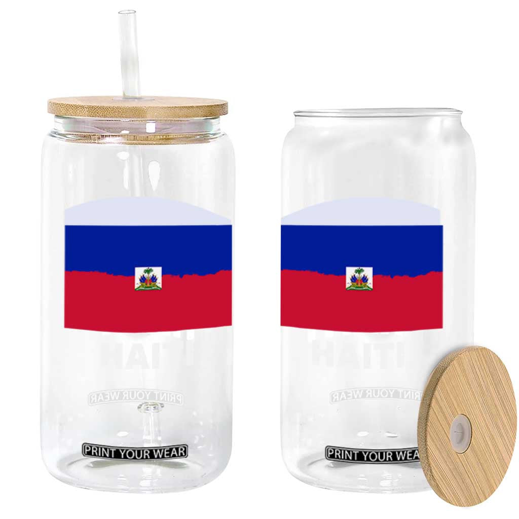 Vintage Distressed Haiti Flag Glass Can Haitian Heritage Pride TS02 Print Your Wear