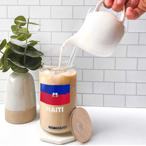 Vintage Distressed Haiti Flag Glass Can Haitian Heritage Pride TS02 Print Your Wear