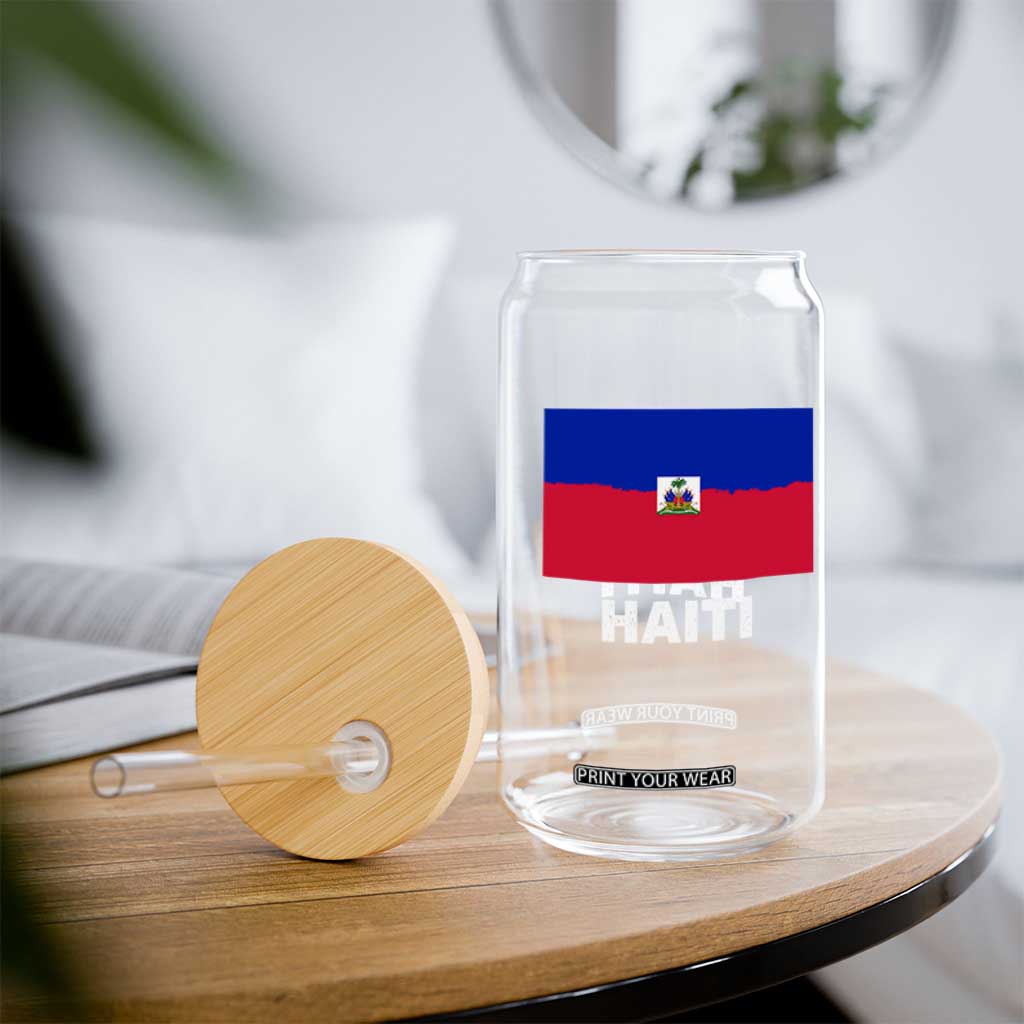 Vintage Distressed Haiti Flag Glass Can Haitian Heritage Pride TS02 Print Your Wear