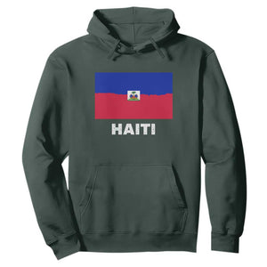 Vintage Distressed Haiti Flag Hoodie Haitian Heritage Pride TS02 Dark Forest Green Print Your Wear