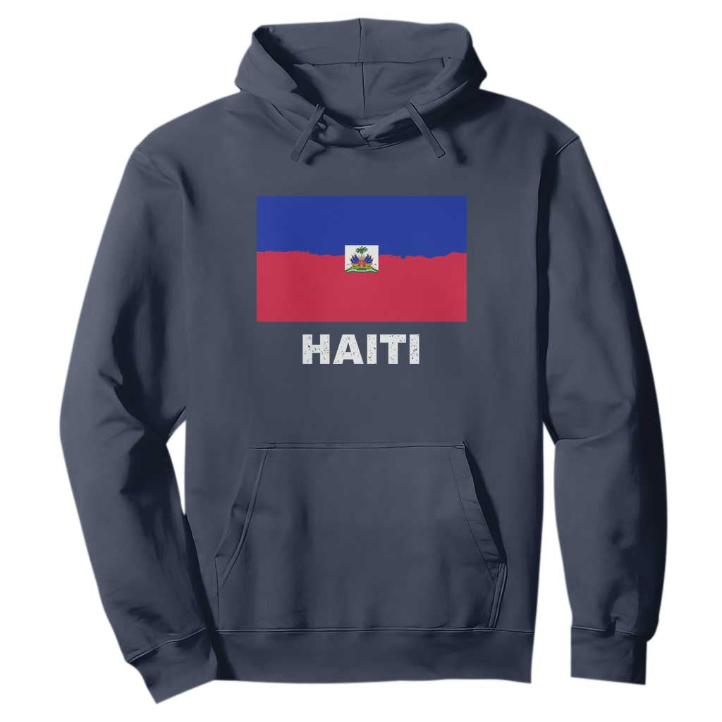 Vintage Distressed Haiti Flag Hoodie Haitian Heritage Pride TS02 Navy Print Your Wear