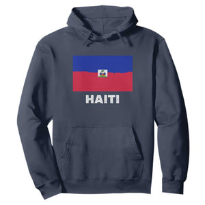 Vintage Distressed Haiti Flag Hoodie Haitian Heritage Pride TS02 Navy Print Your Wear