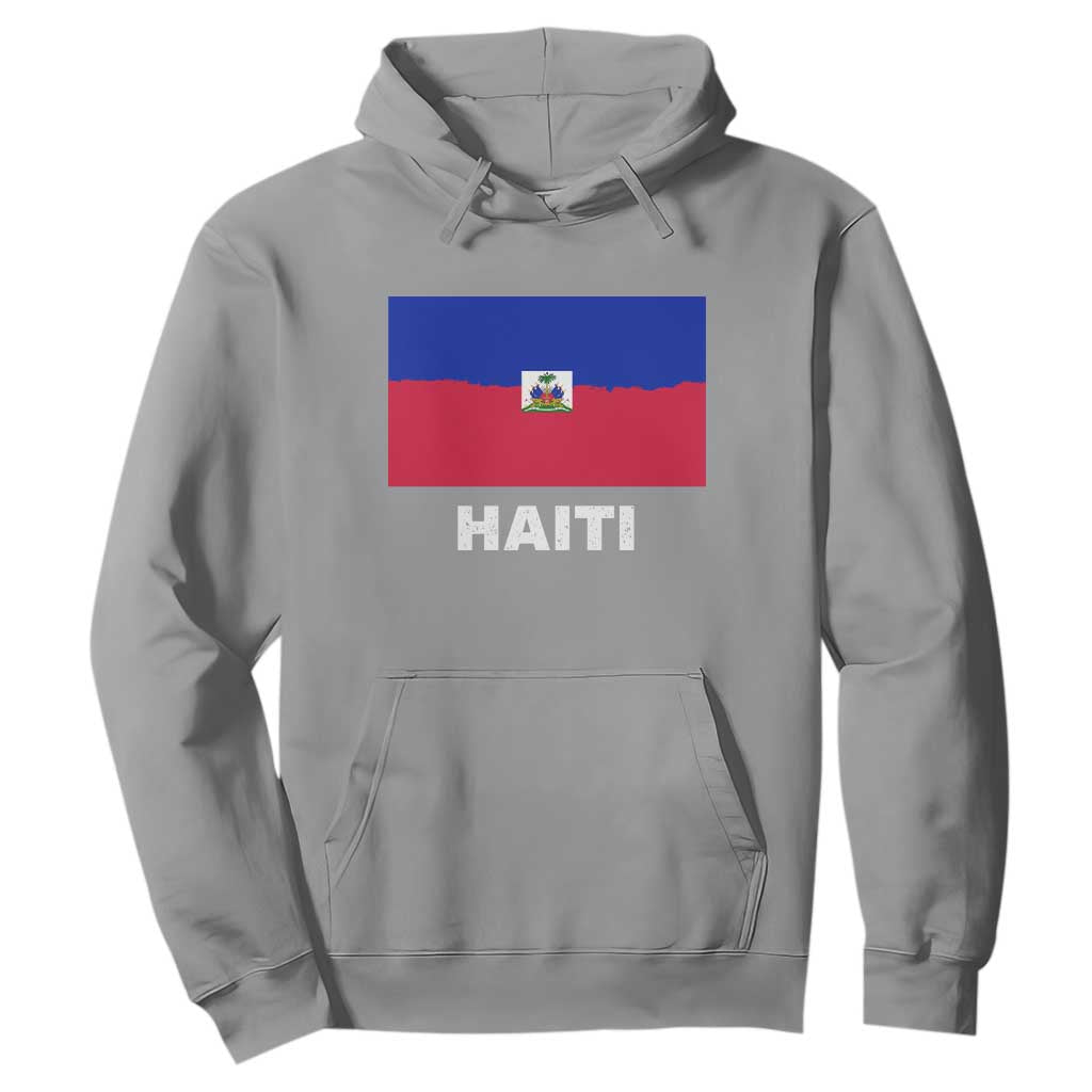 Vintage Distressed Haiti Flag Hoodie Haitian Heritage Pride TS02 Sport Gray Print Your Wear