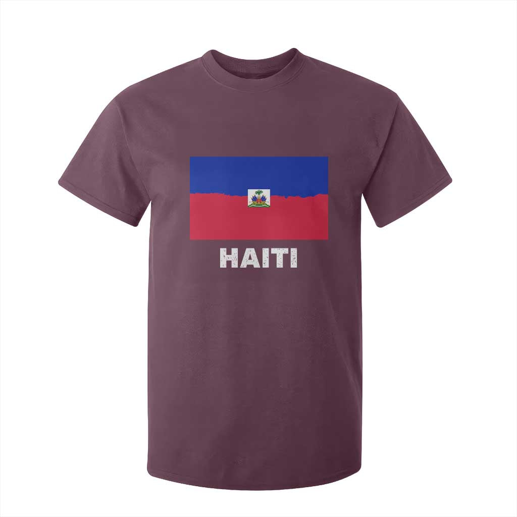 Vintage Distressed Haiti Flag T Shirt For Kid Haitian Heritage Pride TS02 Maroon Print Your Wear