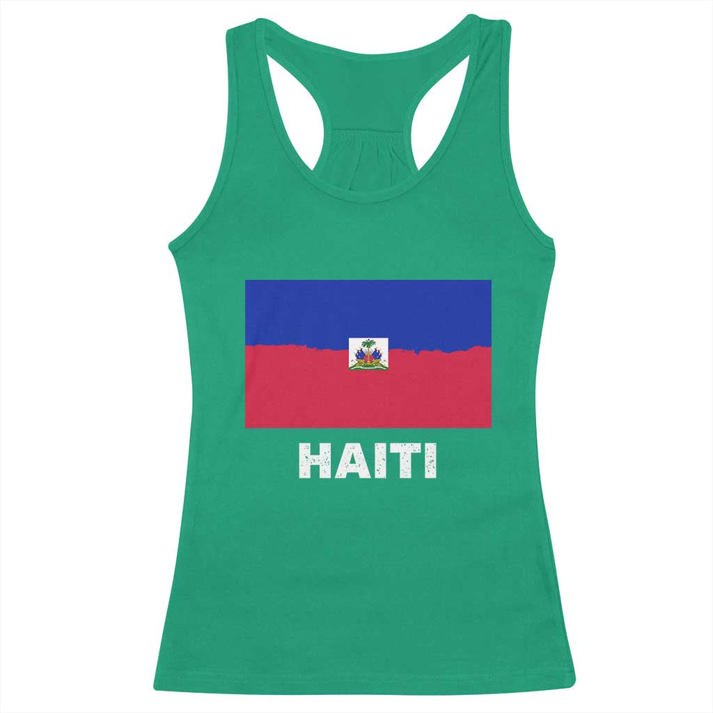 Vintage Distressed Haiti Flag Racerback Tank Top Haitian Heritage Pride TS02 Irish Green Print Your Wear