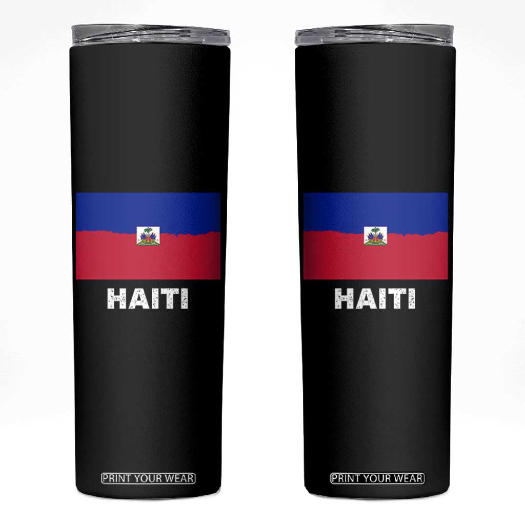 Vintage Distressed Haiti Flag Skinny Tumbler Haitian Heritage Pride TS02 Black Print Your Wear
