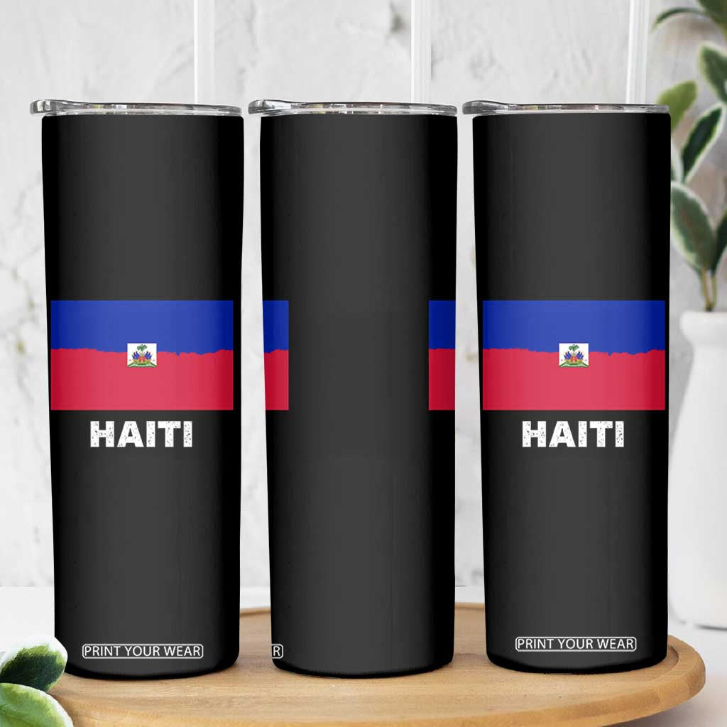 Vintage Distressed Haiti Flag Skinny Tumbler Haitian Heritage Pride TS02 Print Your Wear