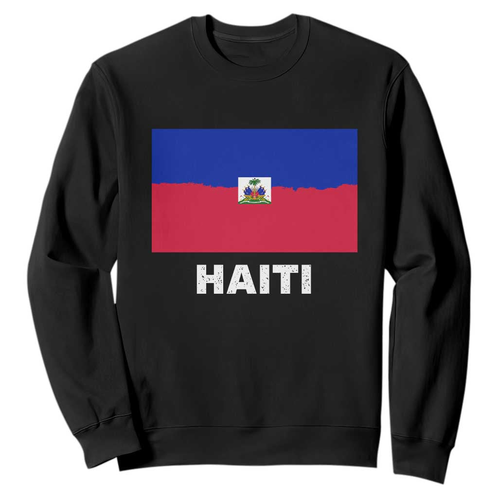 Vintage Distressed Haiti Flag Sweatshirt Haitian Heritage Pride TS02 Black Print Your Wear