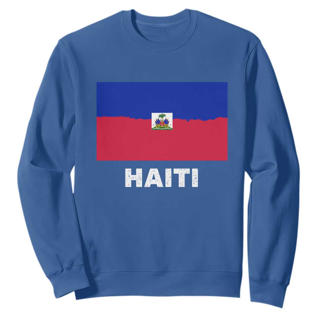 Vintage Distressed Haiti Flag Sweatshirt Haitian Heritage Pride TS02 Royal Blue Print Your Wear