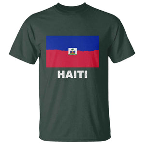 Vintage Distressed Haiti Flag T Shirt Haitian Heritage Pride TS02 Dark Forest Green Print Your Wear