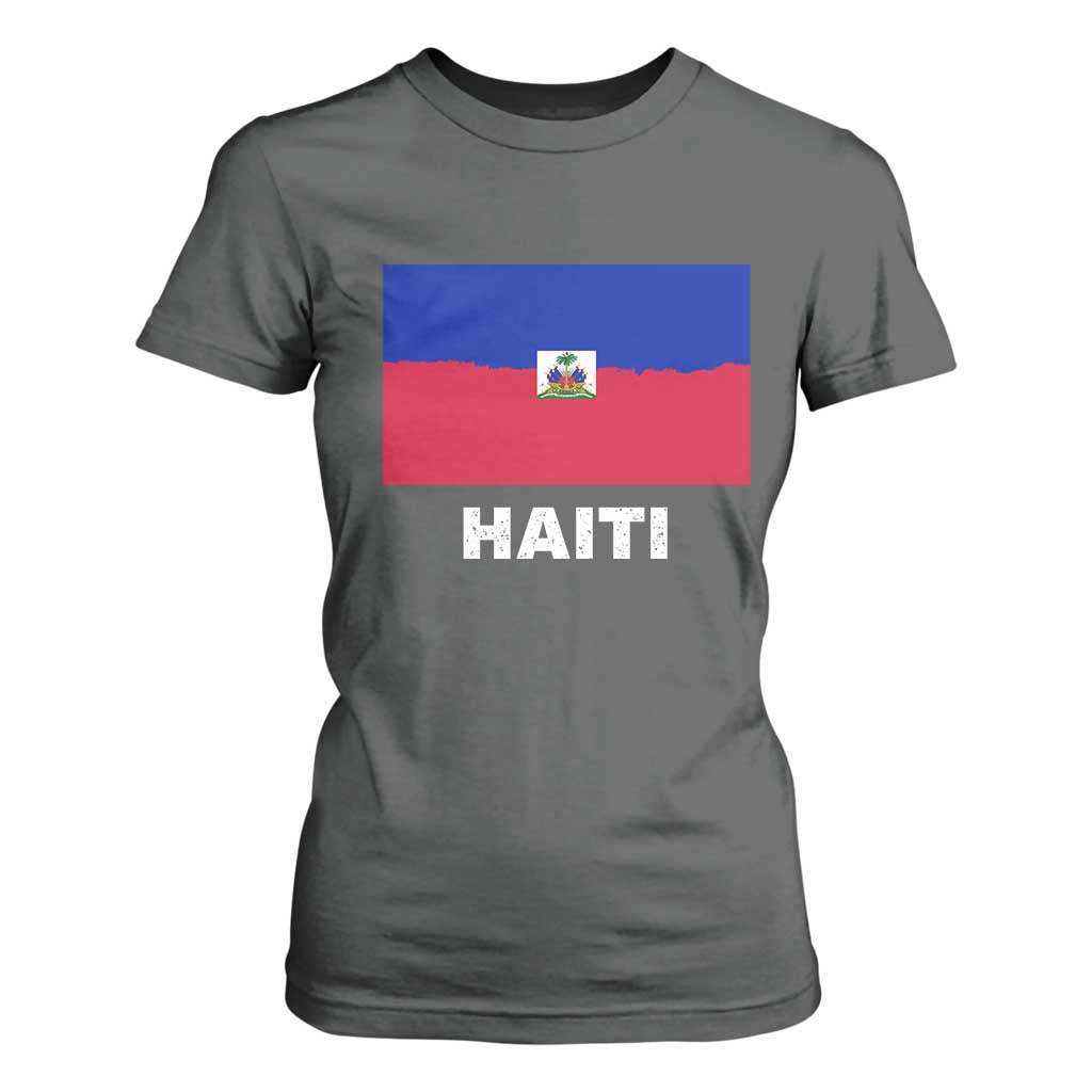 Vintage Distressed Haiti Flag T Shirt For Women Haitian Heritage Pride TS02 Dark Heather Print Your Wear