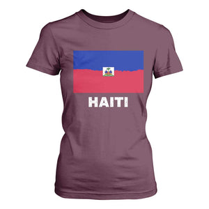 Vintage Distressed Haiti Flag T Shirt For Women Haitian Heritage Pride TS02 Maroon Print Your Wear