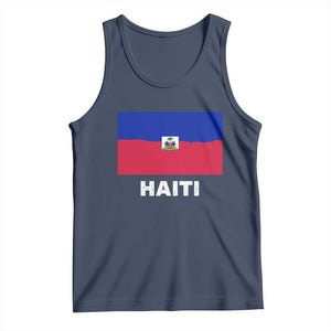 Vintage Distressed Haiti Flag Tank Top Haitian Heritage Pride TS02 Navy Print Your Wear