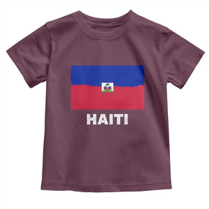 Vintage Distressed Haiti Flag Toddler T Shirt Haitian Heritage Pride TS02 Maroon Print Your Wear