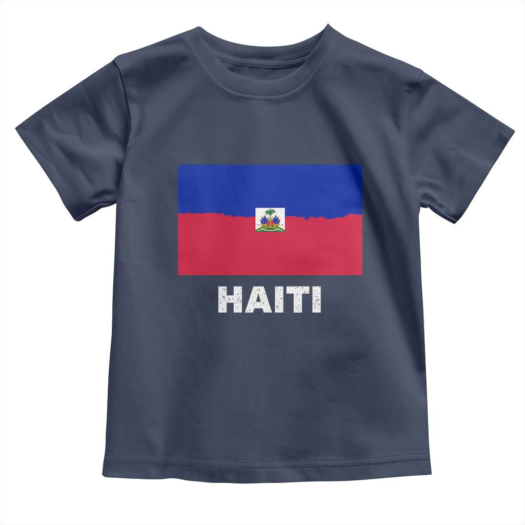 Vintage Distressed Haiti Flag Toddler T Shirt Haitian Heritage Pride TS02 Navy Print Your Wear