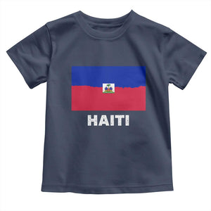 Vintage Distressed Haiti Flag Toddler T Shirt Haitian Heritage Pride TS02 Navy Print Your Wear