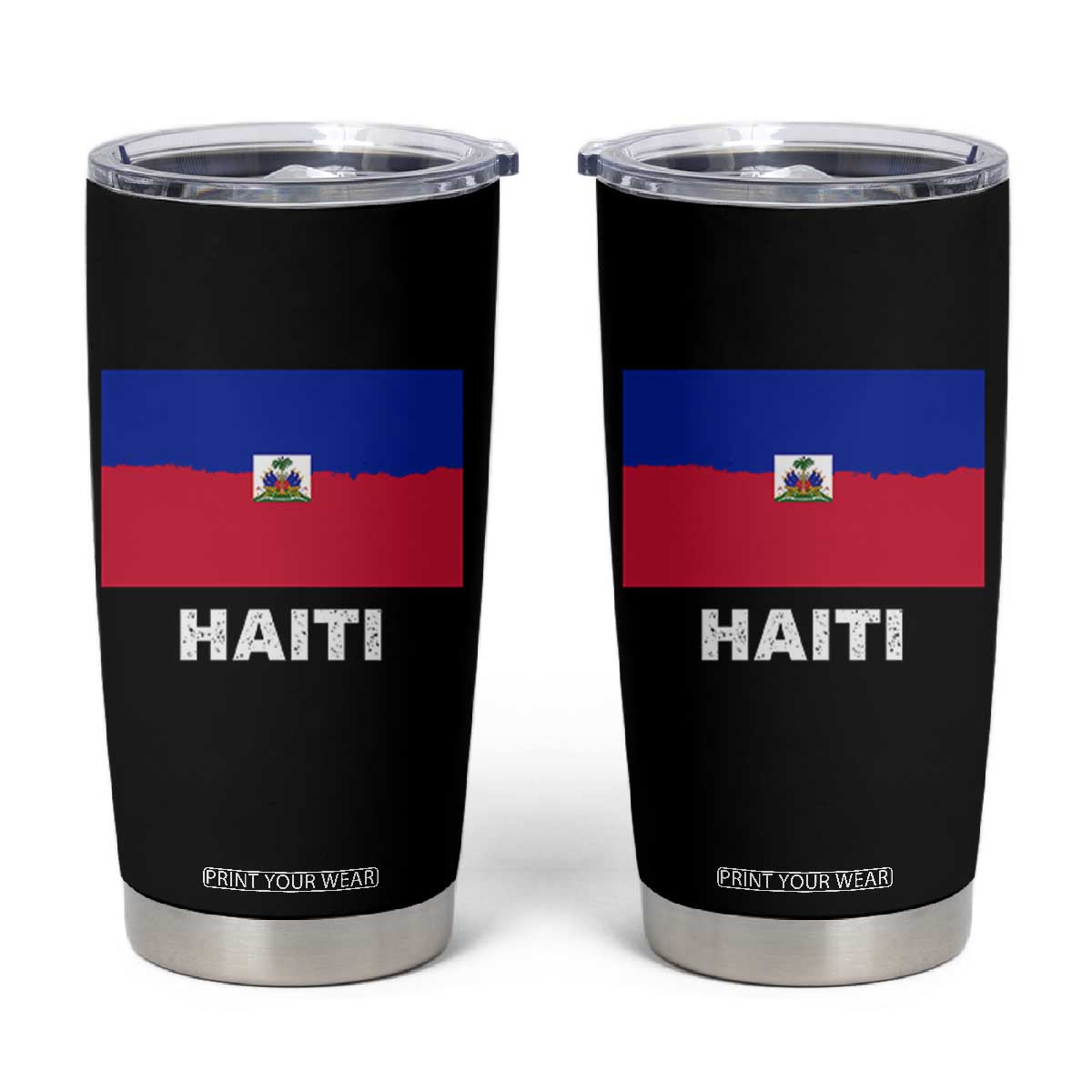 Vintage Distressed Haiti Flag Tumbler Cup Haitian Heritage Pride TS02 Black Print Your Wear