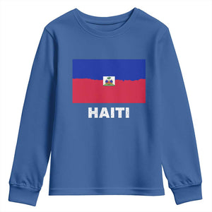 Vintage Distressed Haiti Flag Youth Sweatshirt Haitian Heritage Pride TS02 Royal Blue Print Your Wear