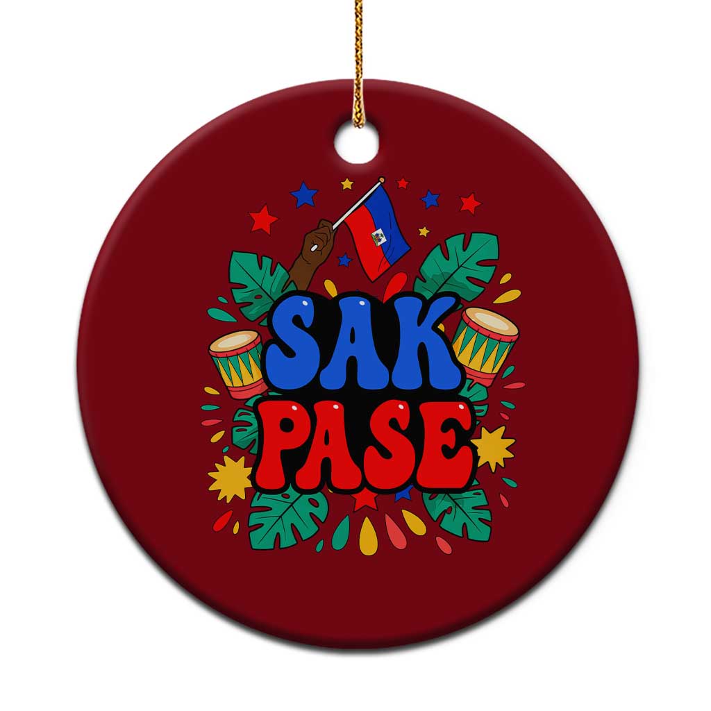 Sak Pase Colorful Festive Haitian Drums Tropical Graphic Ceramic Ornament Haiti Heritage Pride TS02 1pc Red Print Your Wear
